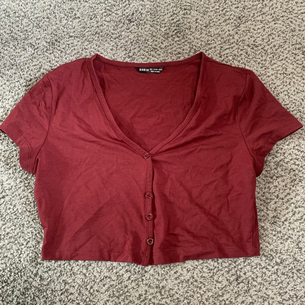 Shein button up crop top